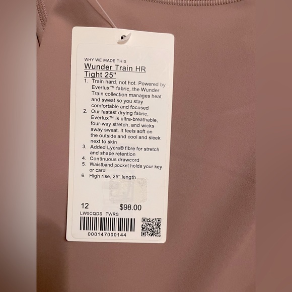 NWT Lululemon Wunder High Rise Pants 25” Leggings Twilight Rose Color Size 12 - Picture 3 of 8